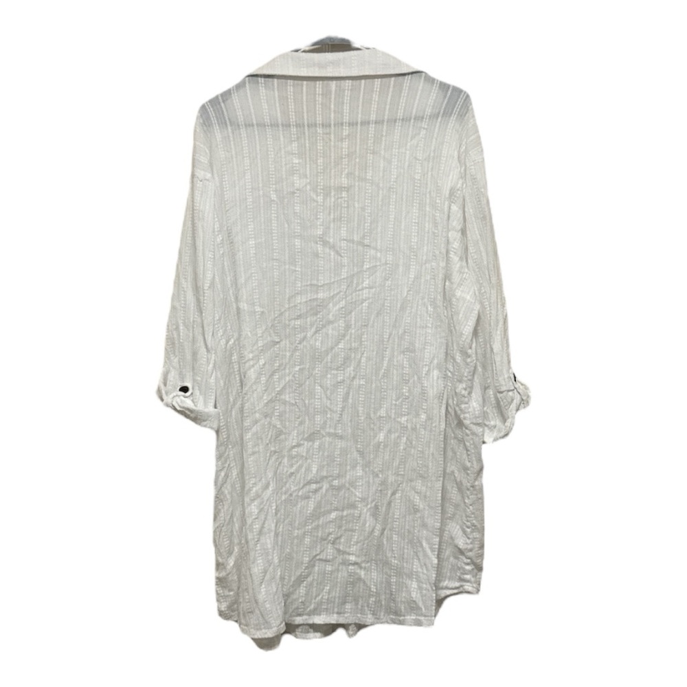 Dotti White Button-Front Swimsuit Cover-up 3/4 sleeve 100% cotton Size 2x - Picture 2 of 3